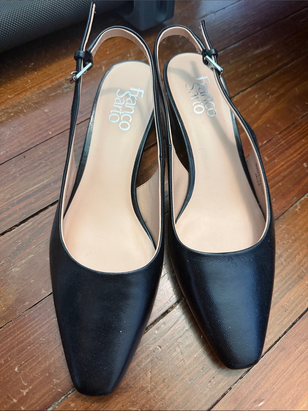 Franco Sarto Black Leather Slingback Flats